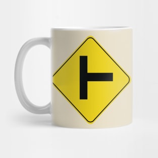 Caution Road Sign Three Way Intersection Mug